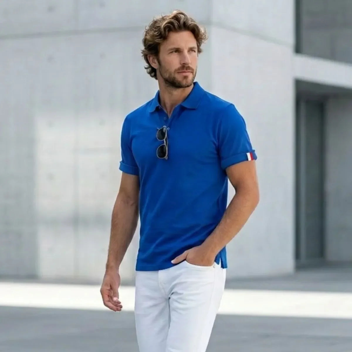 Collection de polos haut de gamme pour homme et femme, fabriqués en France en coton piqué.