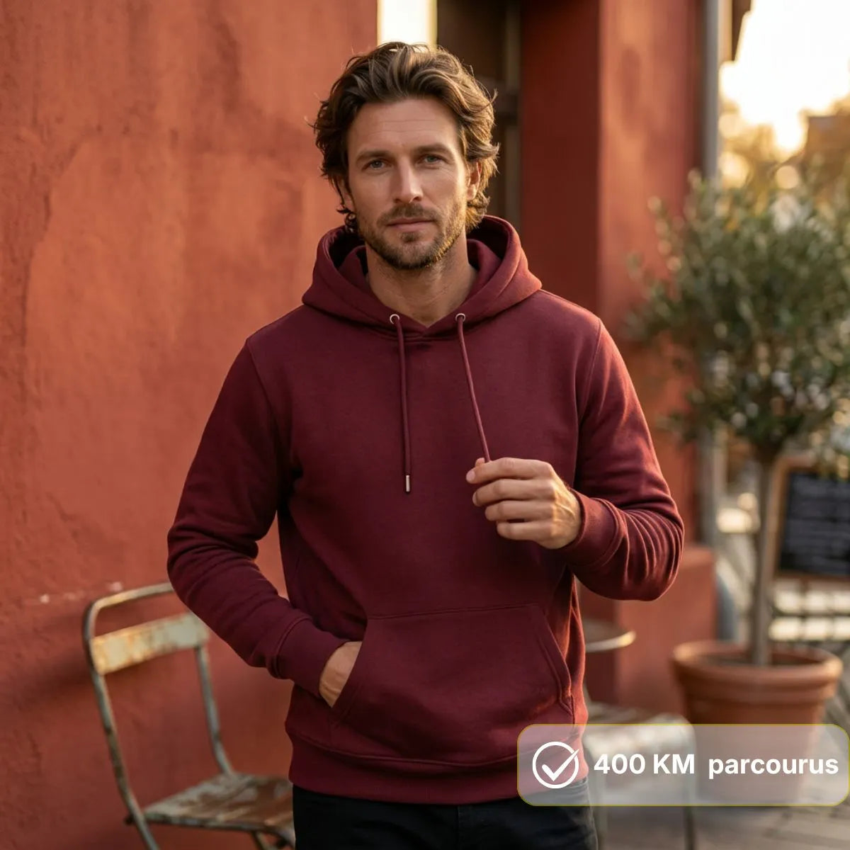 Sweat bordeaux homme à capuche