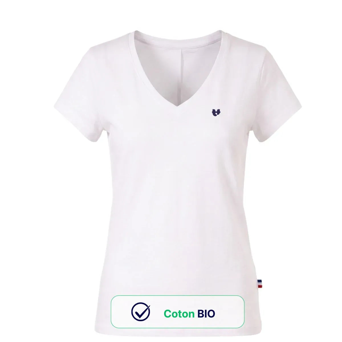 T shirt col V blanc femme | Coeur TEMP