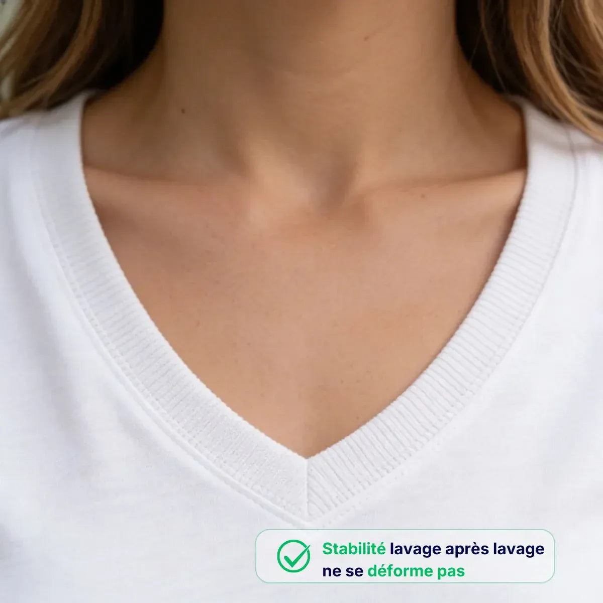 T shirt col V blanc femme | Coeur TEMP