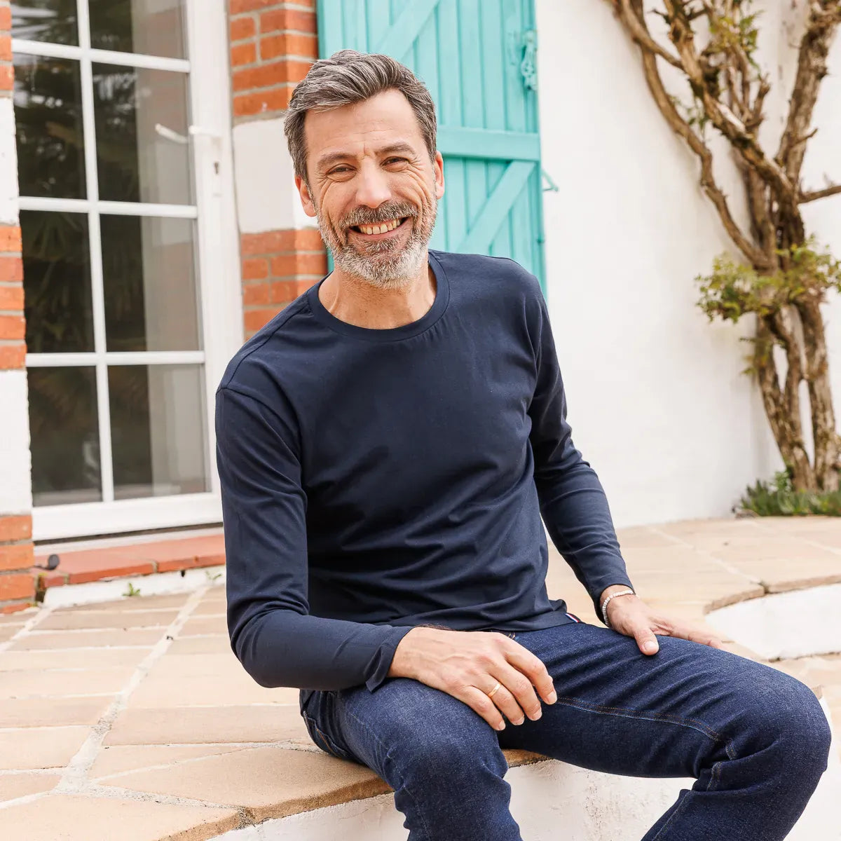 T shirt manche longue Marine | PALABA TEMP