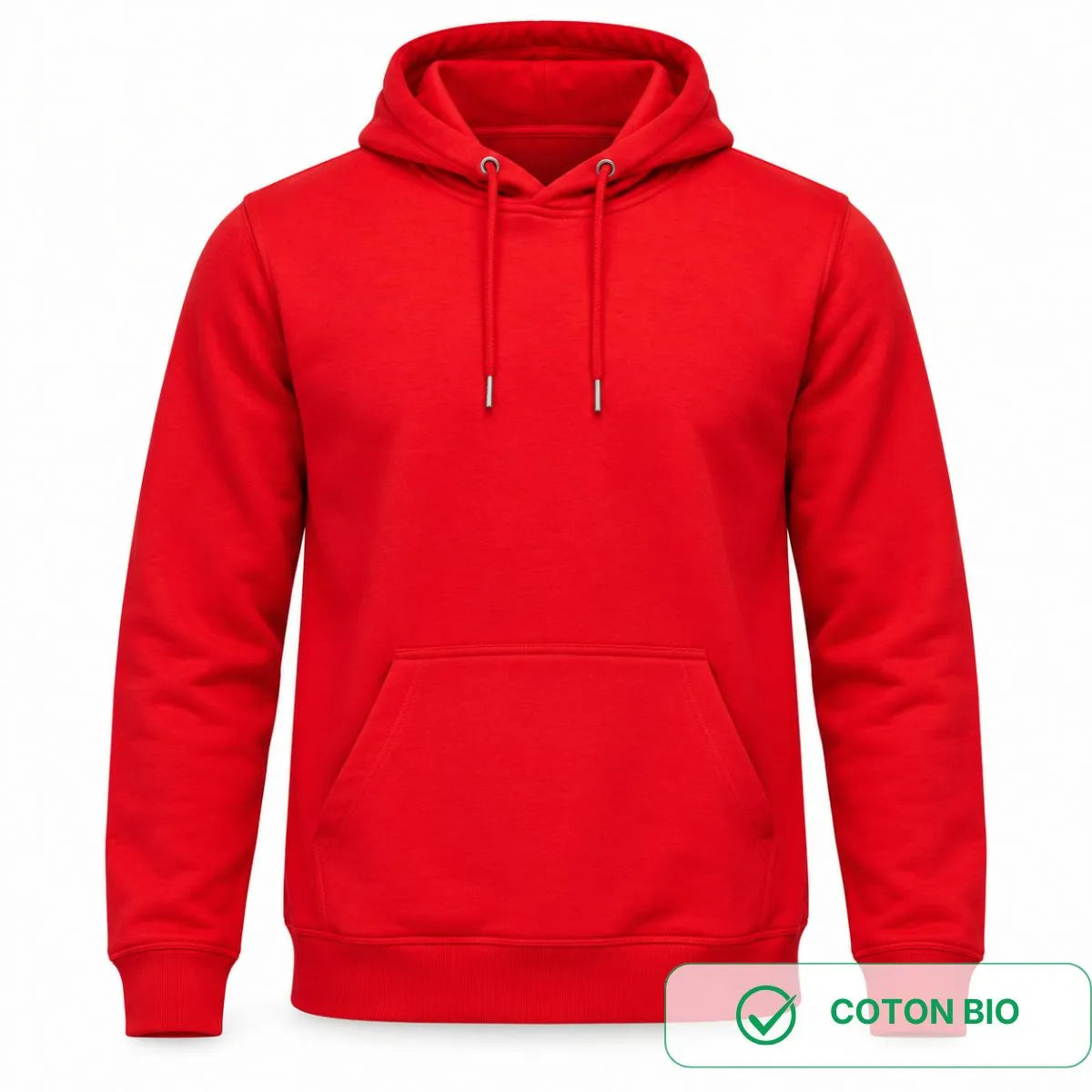 sweat à capuche pour homme porté de face à plat