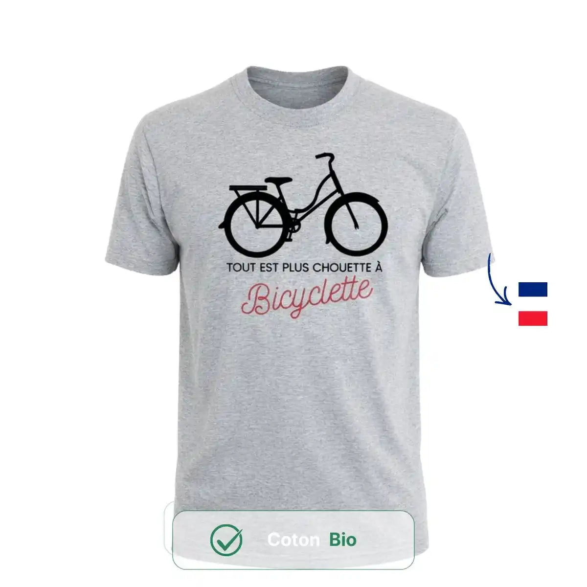 T-shirt Homme gris | Vélo "Tout est plus chouette"