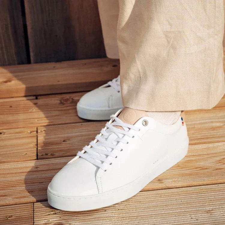 Basket française Abelup Blanc Beige Rosé