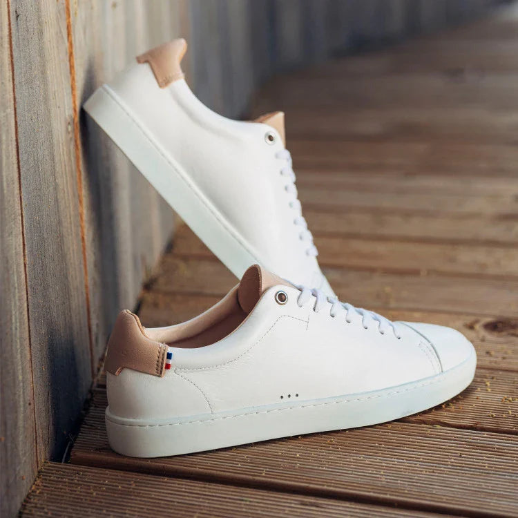 Basket française Abelup Blanc Beige Rosé