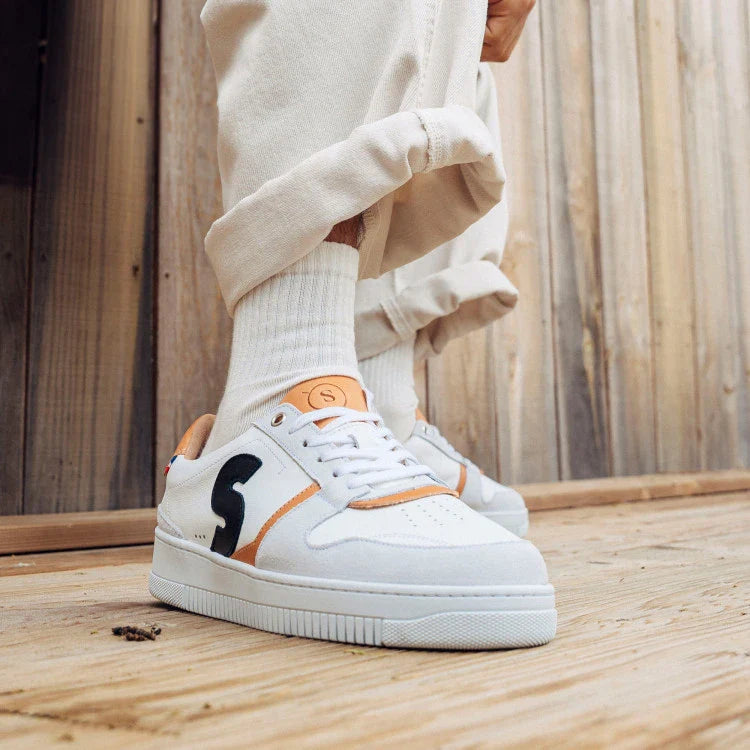 Basket française Belis Blanc Gris