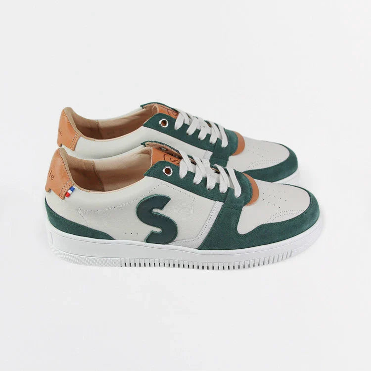 Basket française Belis Creme Vert