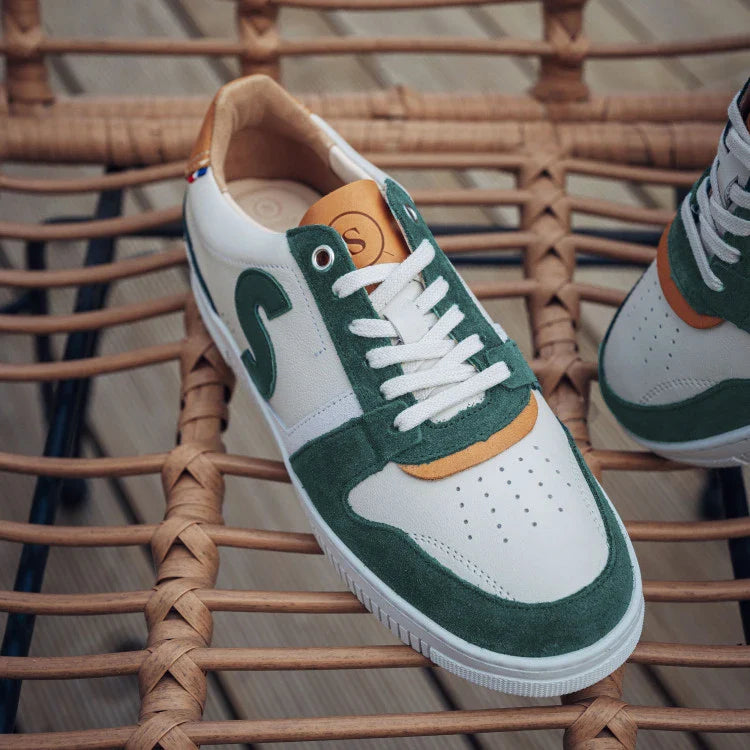 Basket française Belis Creme Vert