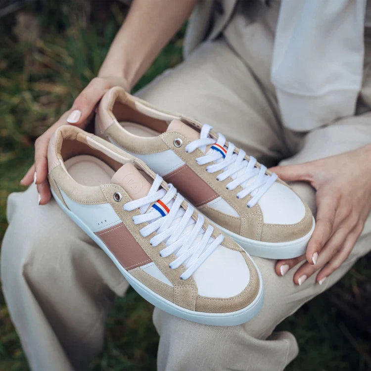 Basket française Hiba Blanc Rose
