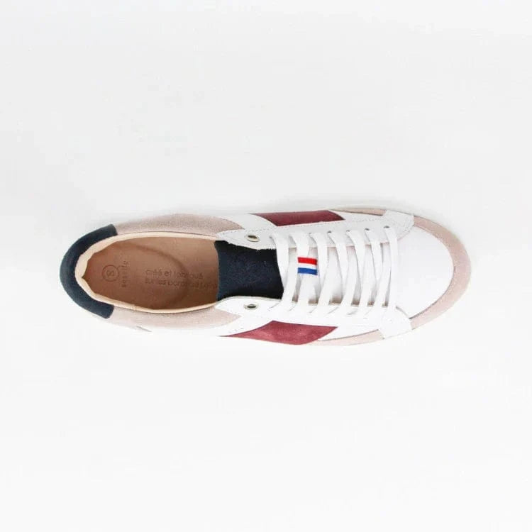 Basket française Hiba Blanc Rose Bordeaux