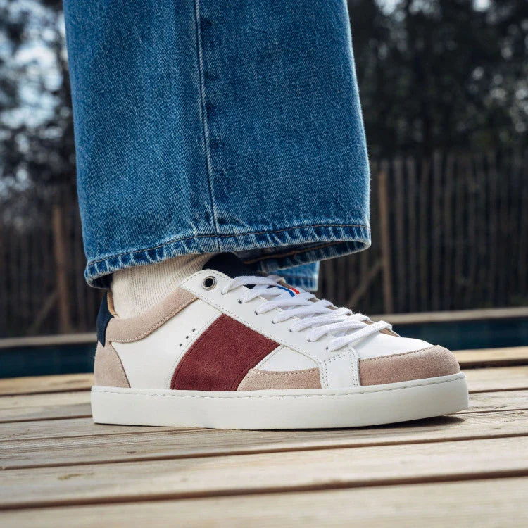 Basket française Hiba Blanc Rose Bordeaux