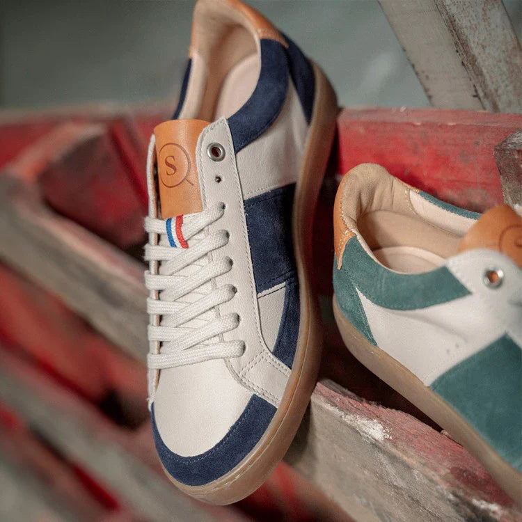 Basket française Hiba Crème Bleu