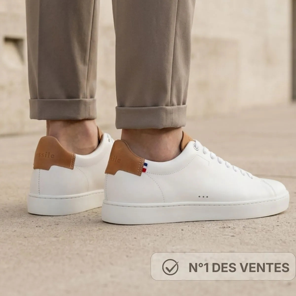 basket francaise blanche pour homme en cuir