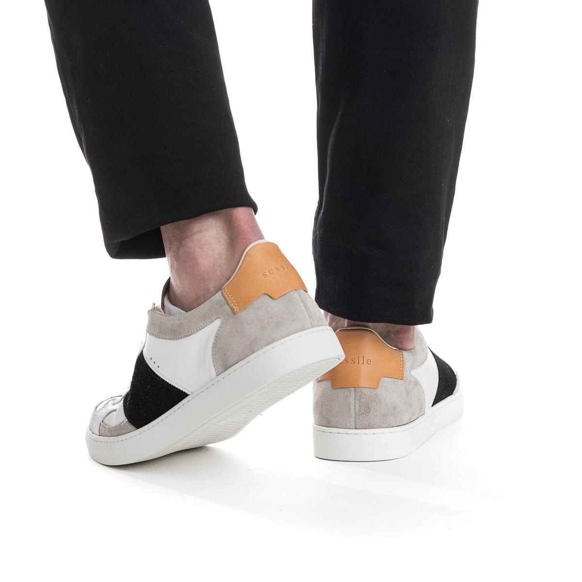 basket en cuir pour homme blanche et noir