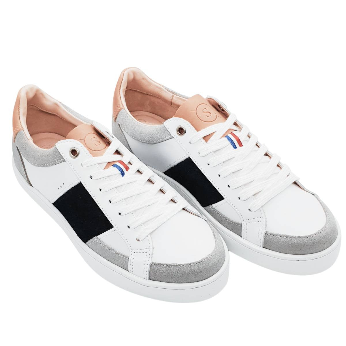 basket en cuir pour homme blanche et noir