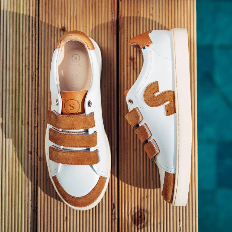 Basket française Spiréa Blanc Camel