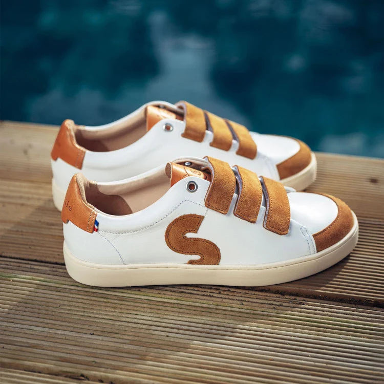 Basket française Spiréa Blanc Camel