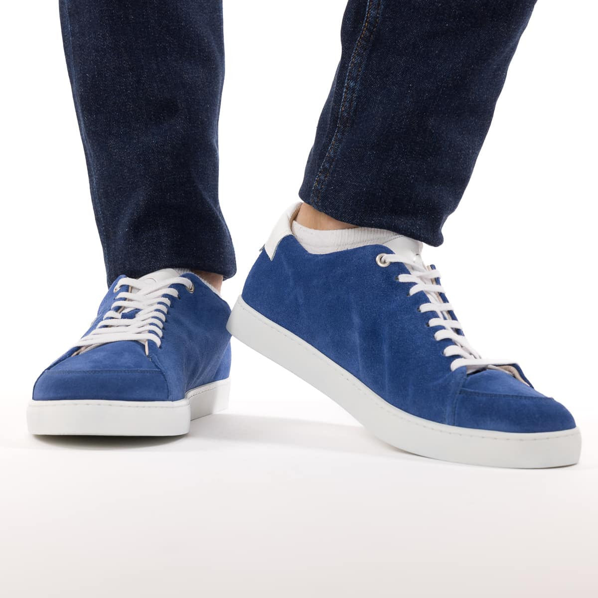 basket bleu française en croute de cuir