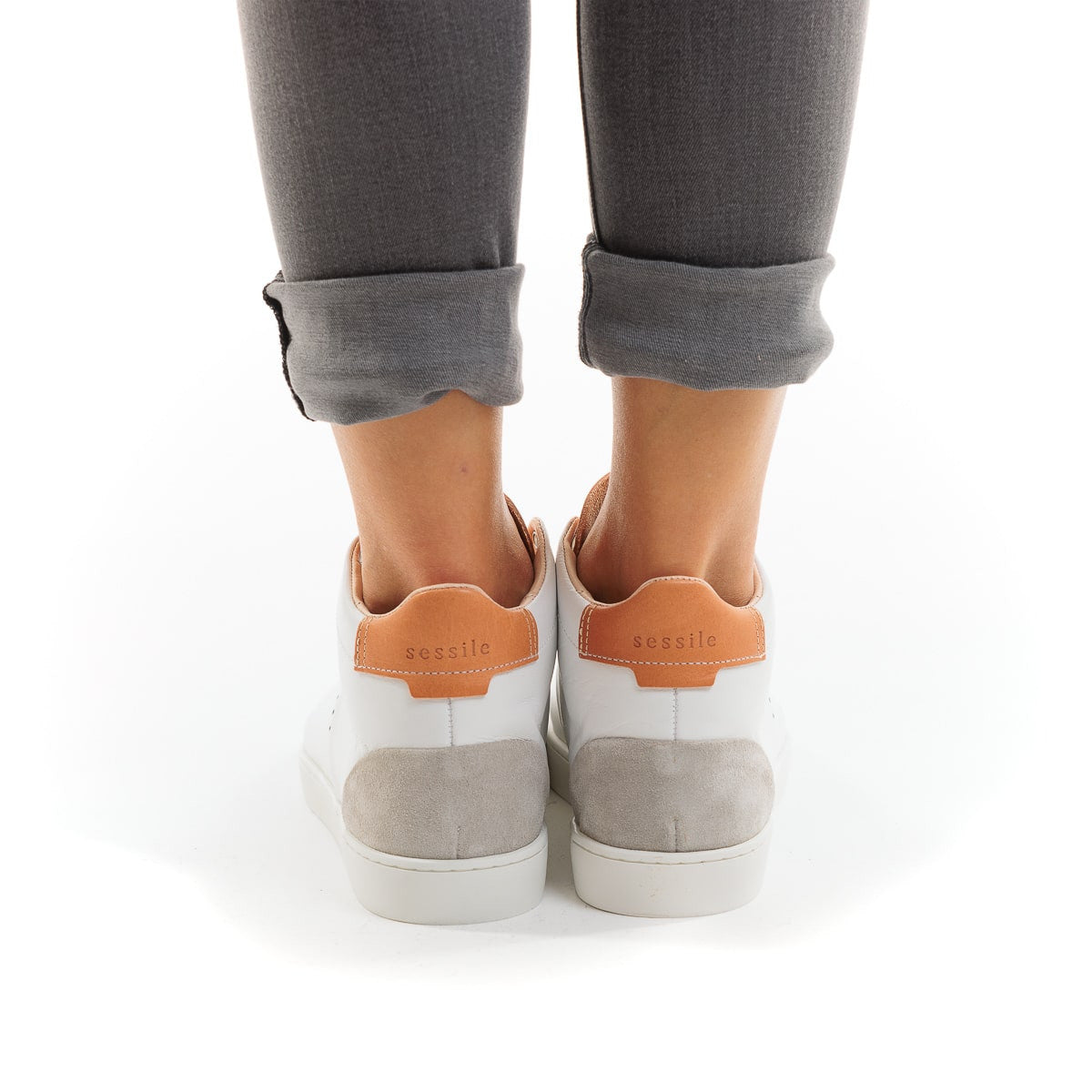 basket haute pour femme blanche en cuir