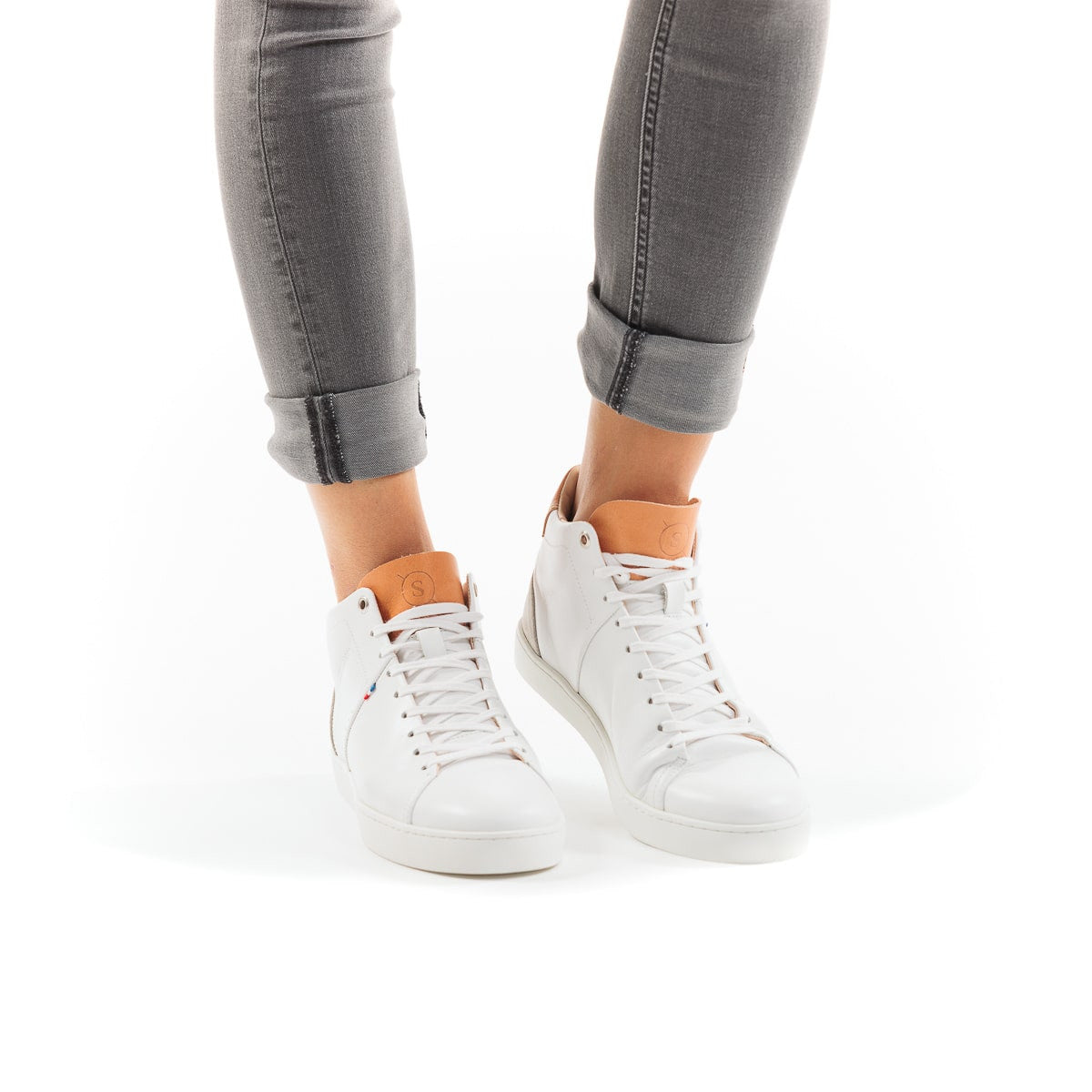 basket haute pour femme blanche en cuir