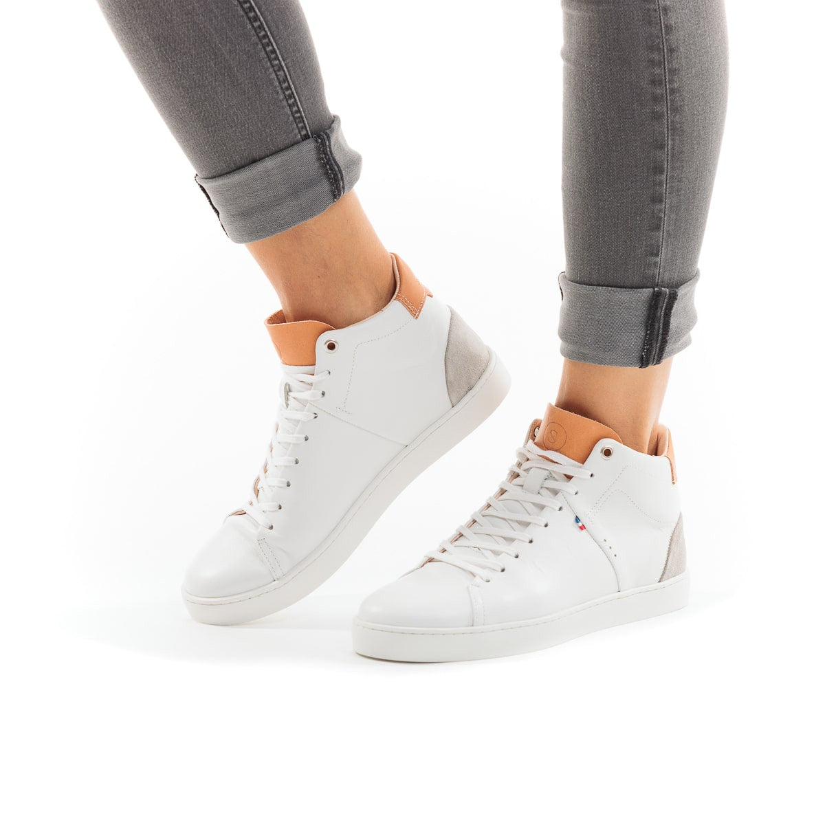 basket haute pour femme blanche en cuir