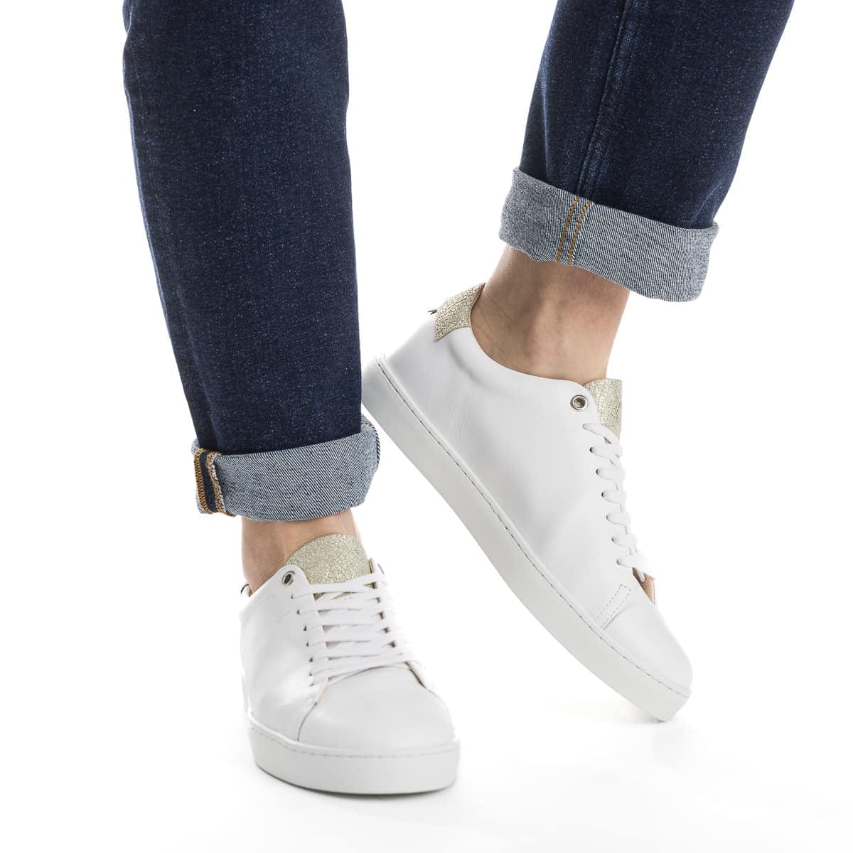 basket blanche en cuir pour femme