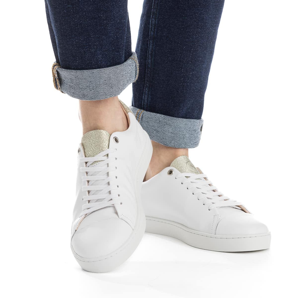 basket blanche en cuir pour femme