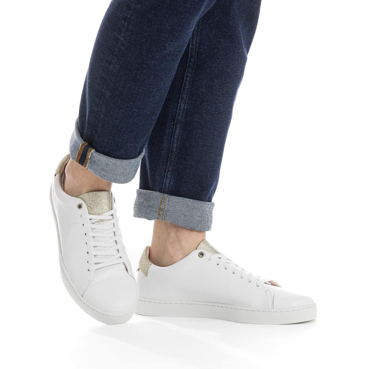 basket blanche en cuir pour femme