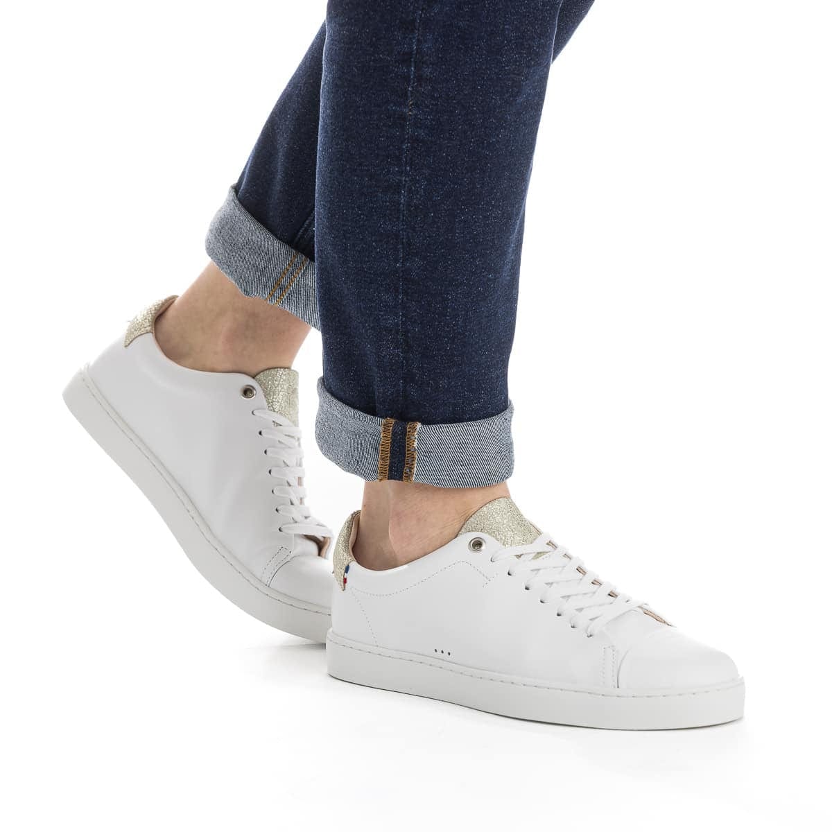 basket blanche en cuir pour femme