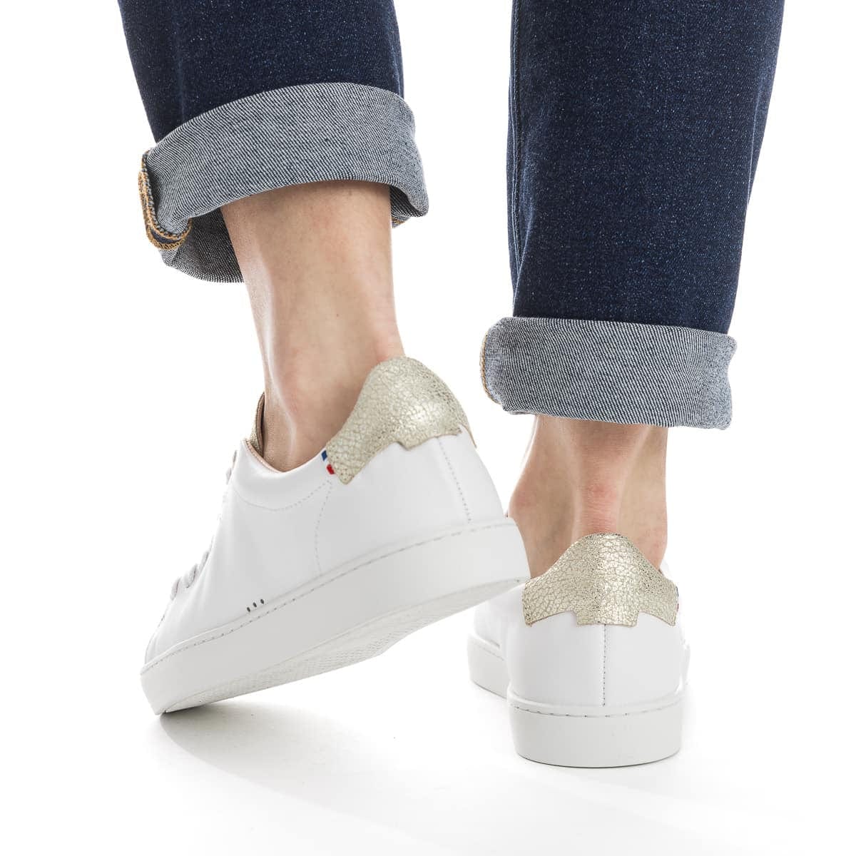 basket blanche en cuir pour femme