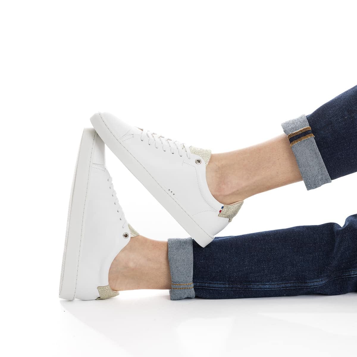 basket blanche en cuir pour femme