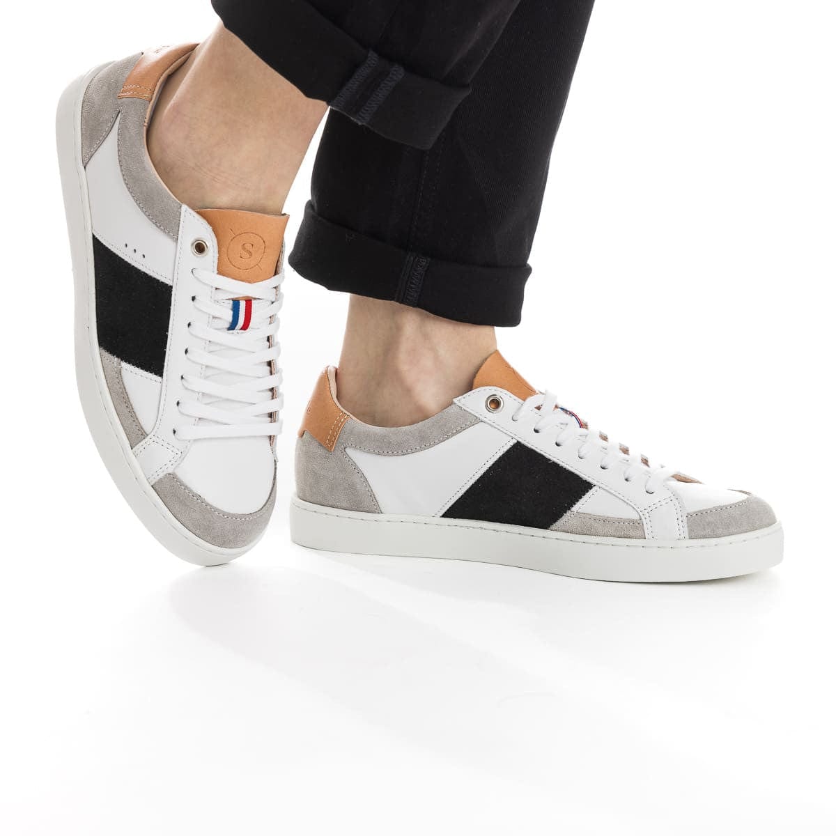 basket pour femme tendance en cuir et daim