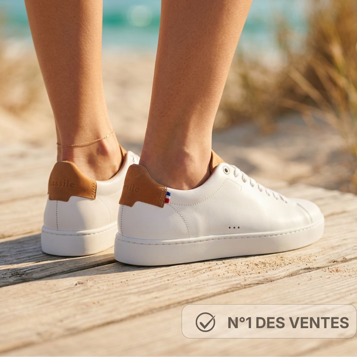 baskets blanches pour femme en cuir made in France