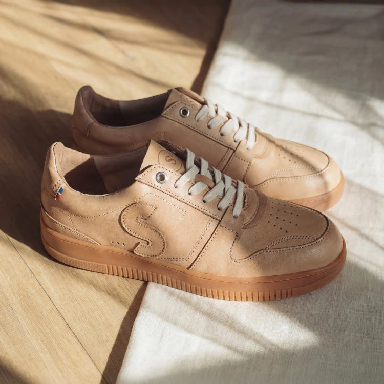 Basket cuir française Belis Blond