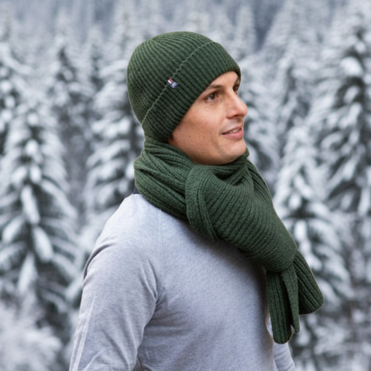 Bonnet laine Kaki Homme