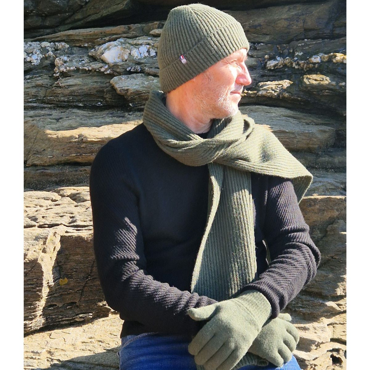 Bonnet laine Kaki Homme