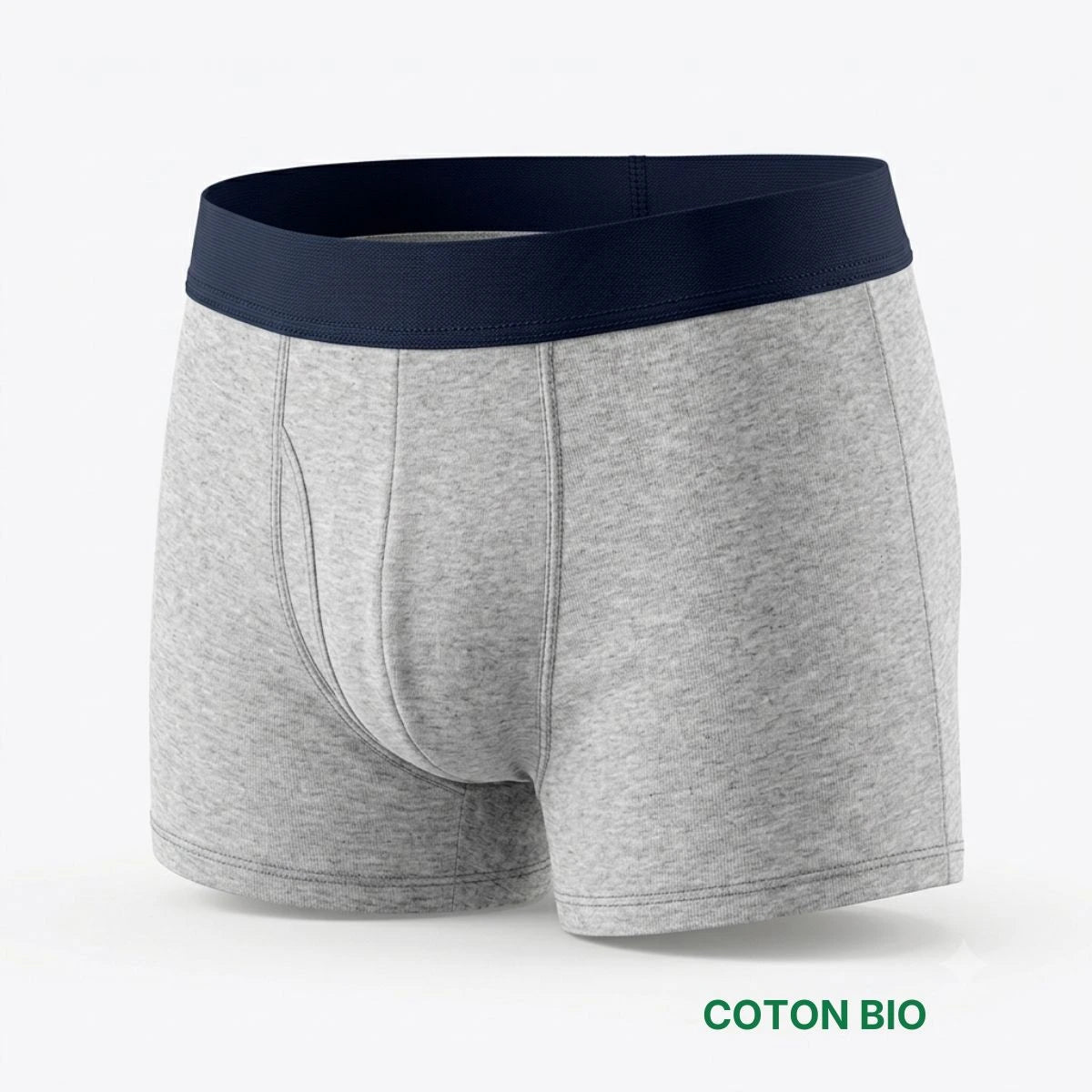 boxer gris clair pour homme fabriqué en France en coton bio certifié 165 GRAMMES