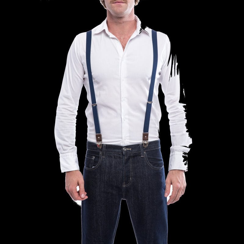 bretelles homme bleu en cuir