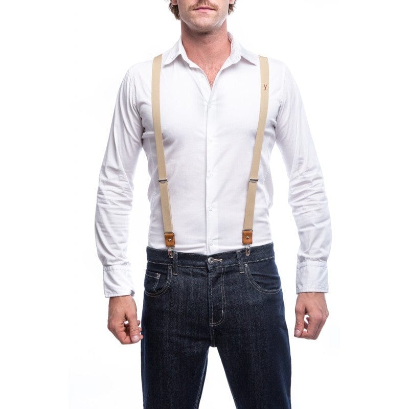 bretelles homme écrues en cuir