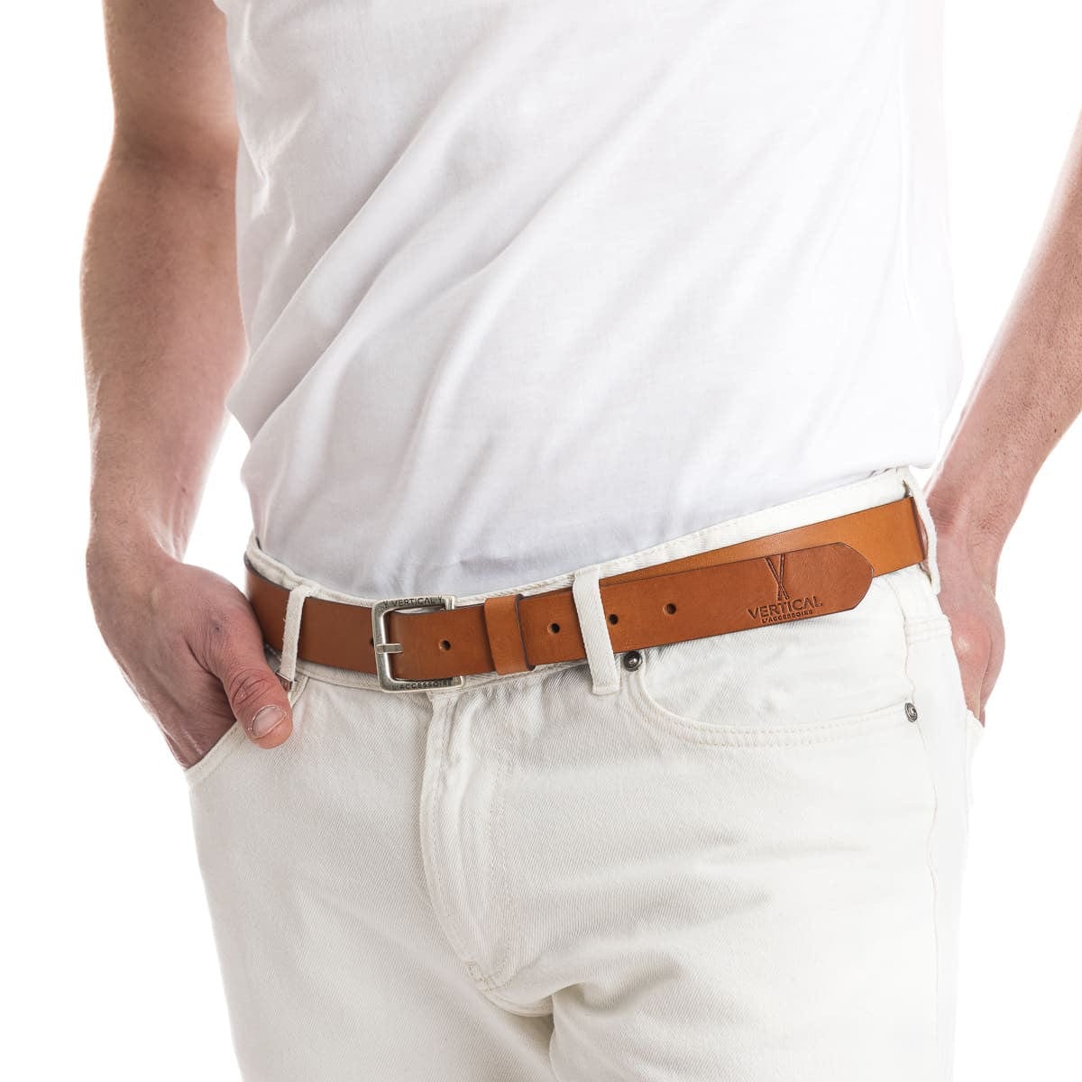 La ceinture cuir homme Camel large