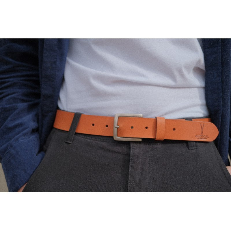 La ceinture cuir homme Camel large