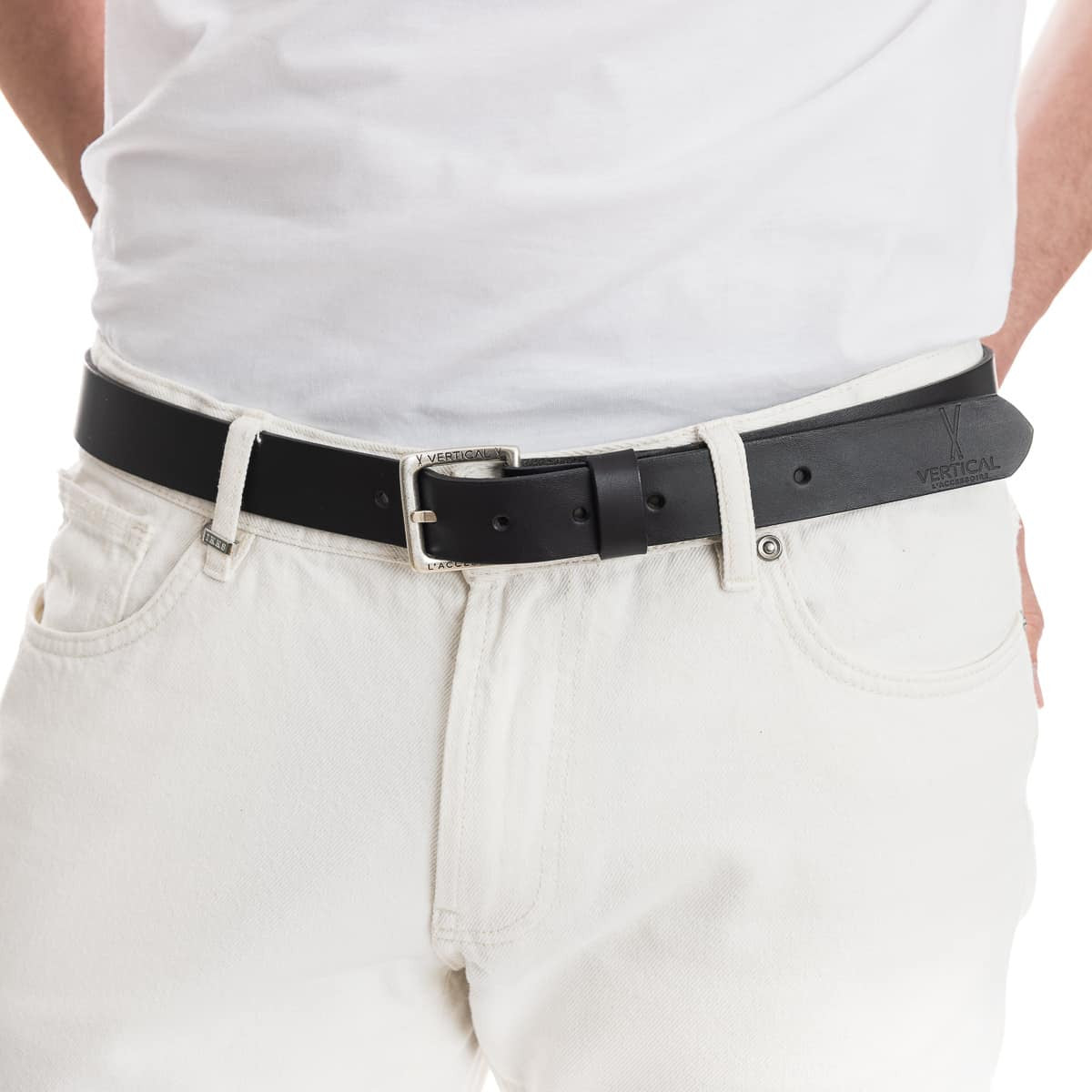 ceinture cuir homme noir large