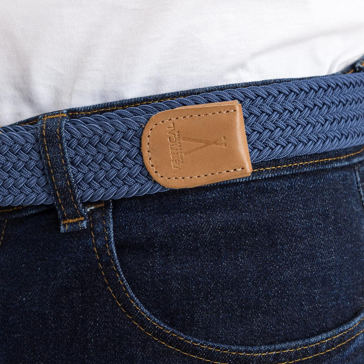 Ceinture tressée homme couleur bleu
