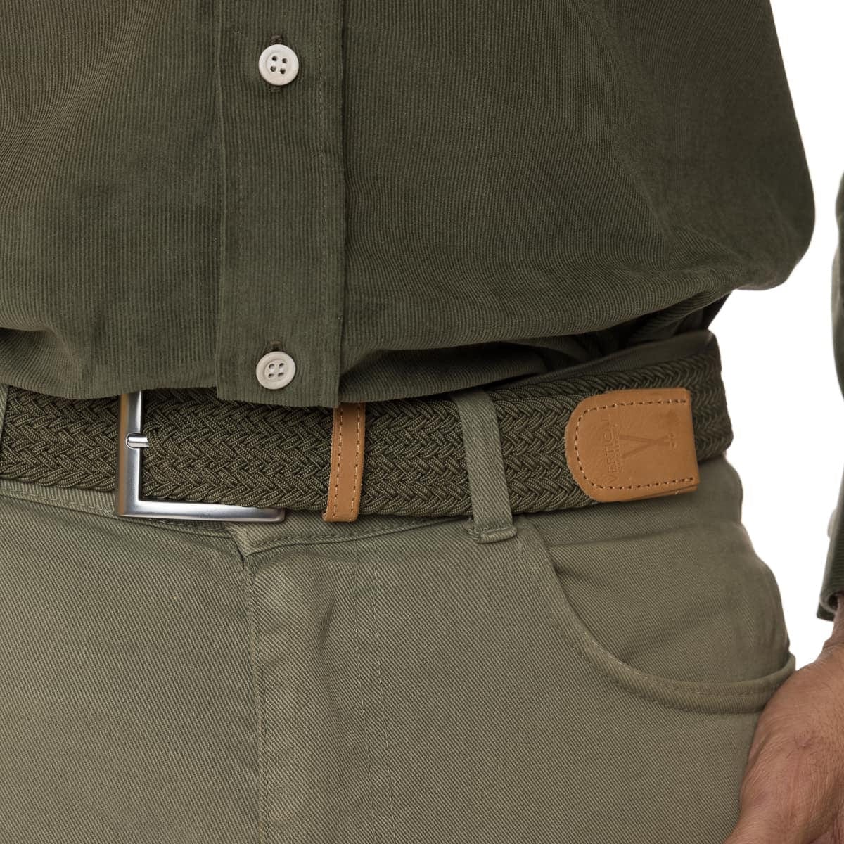 Ceinture tressée kaki pour homme