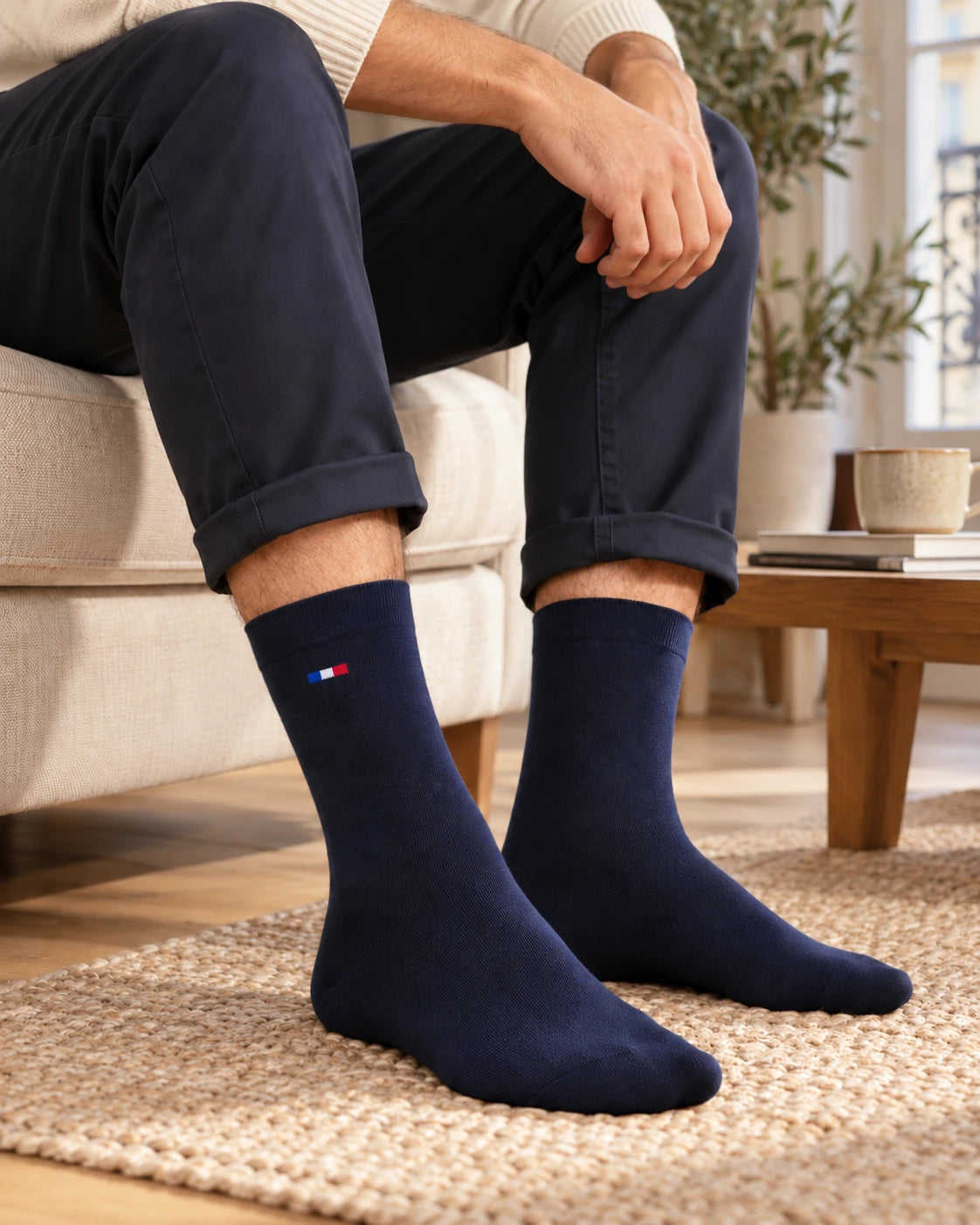 chaussette bleu marine francaise de profil comment les porter