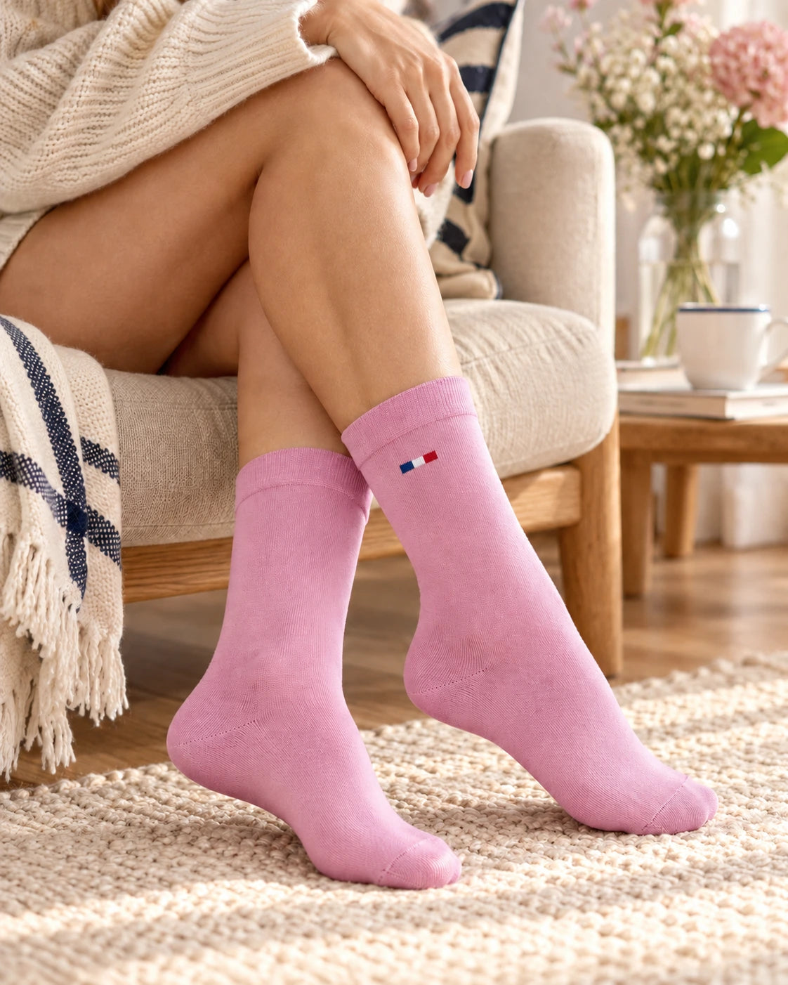 chaussette rose clair francaise de profil comment les porter
