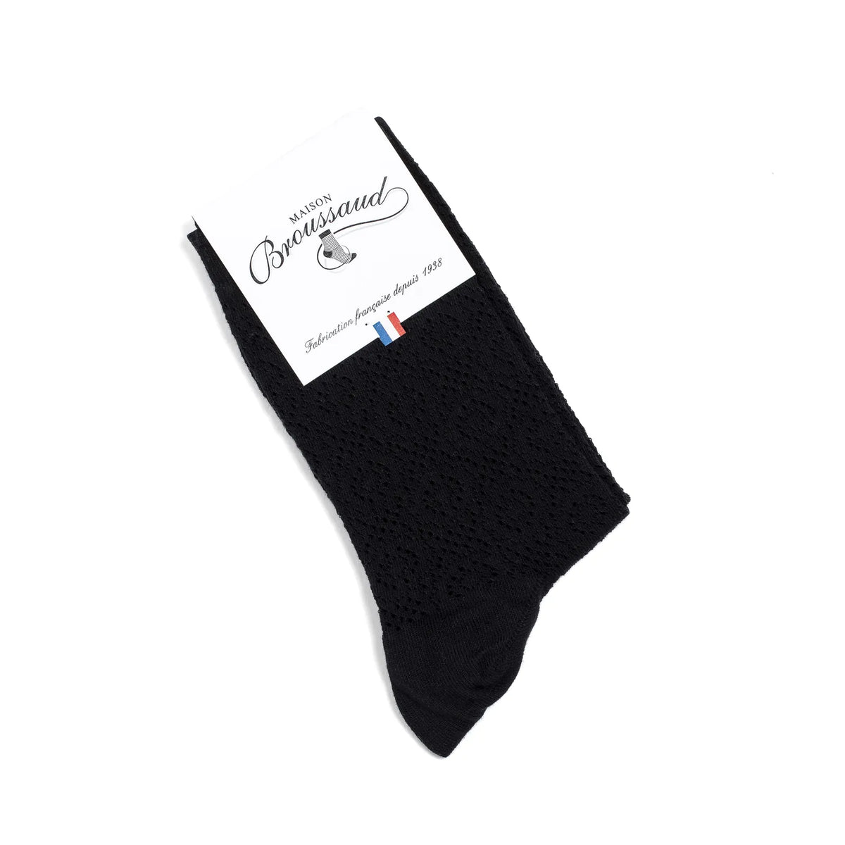 Chaussettes La Dentelle noires dans leur emballage Maison Broussaud