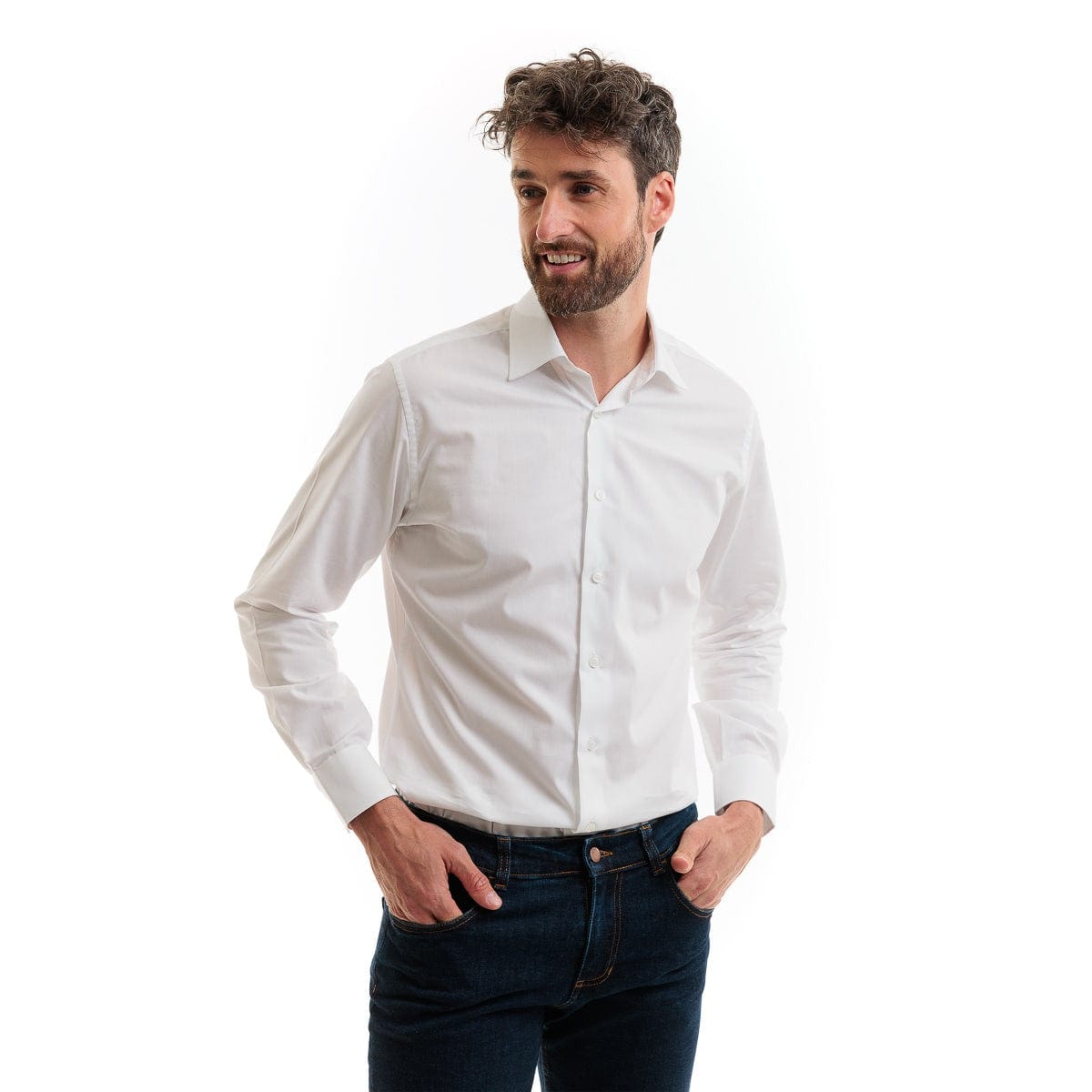 Chemise Homme blanc Française Manches Longues en Coton
