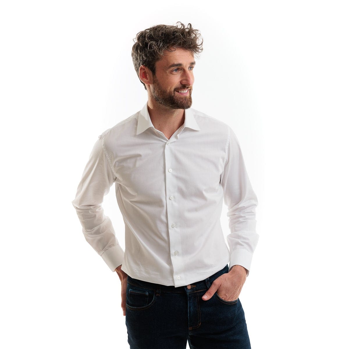 Chemise Homme blanc Française Manches Longues en Coton