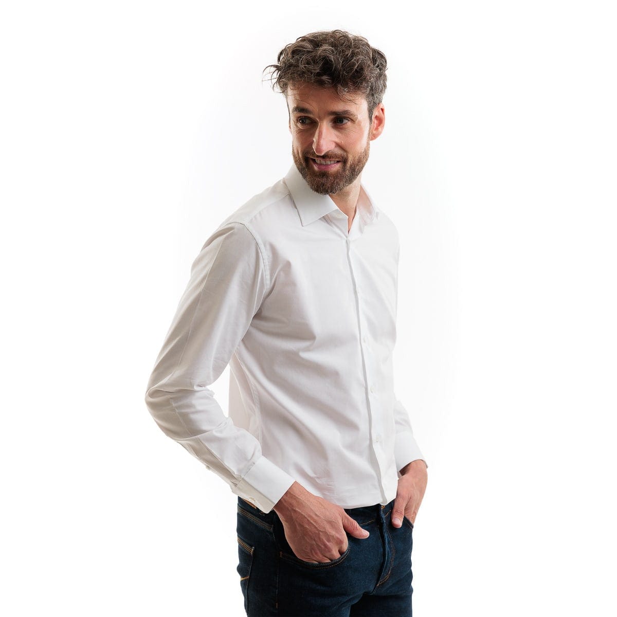 Chemise Homme blanc Française Manches Longues en Coton